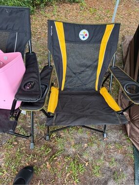 SET OF 2 Pittsburgh Steelers Black & Gold Folding Camp Chair